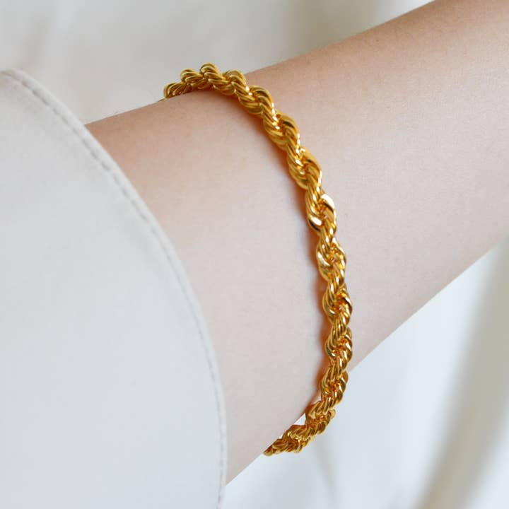 Abby Gold Twist Rope Chain Bracelet, gold chain bracelet for wholesale by Melange Blanc