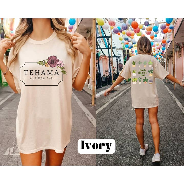 Tehama Floral Company T-shirt, Pot It Like Is Hot Tee, Röd för wholesale av Woven Wonder Apparel