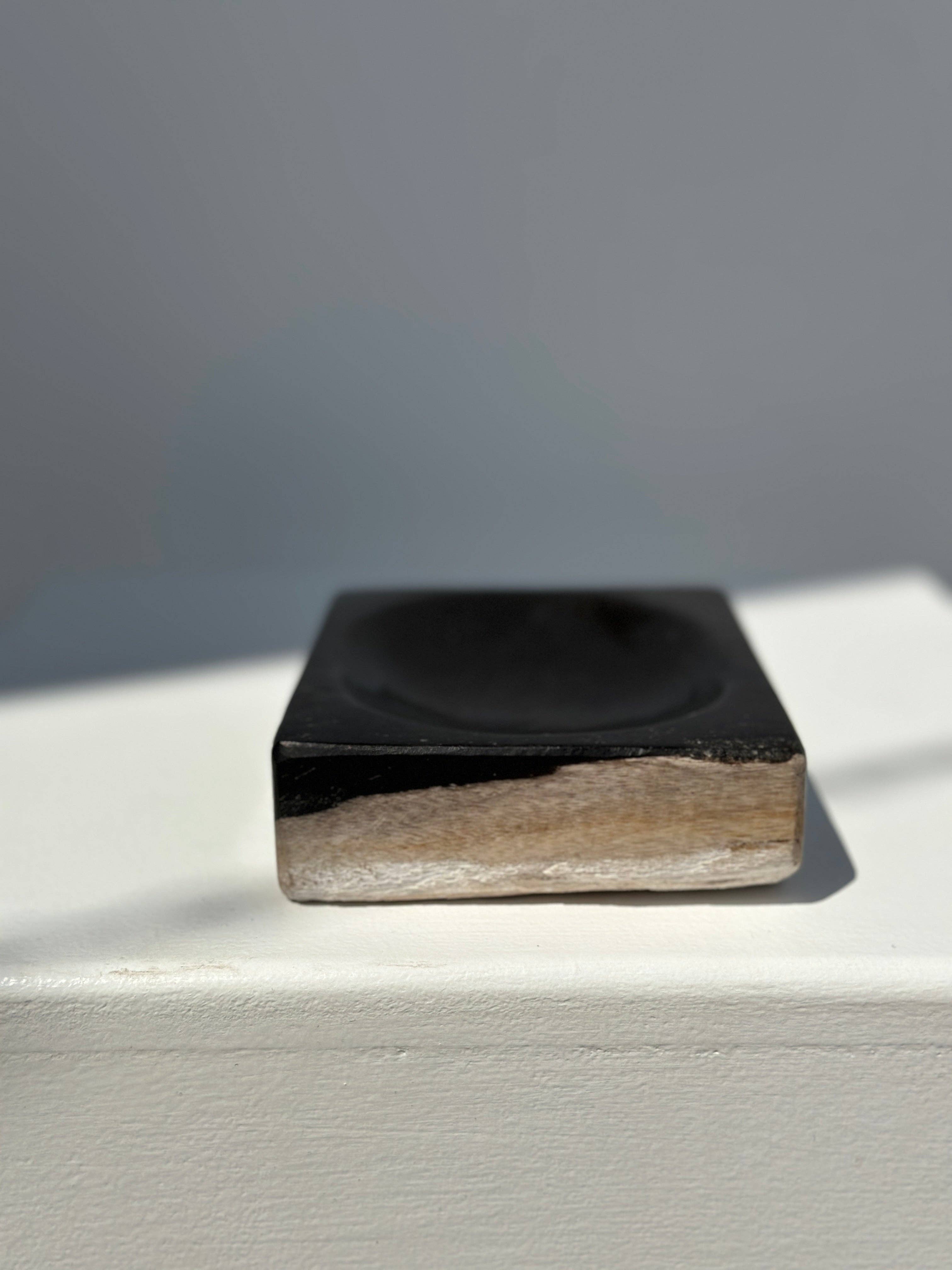 Office Objets - Wholesale Bath Soap Dish - Petrified wood soap dish with white underside7