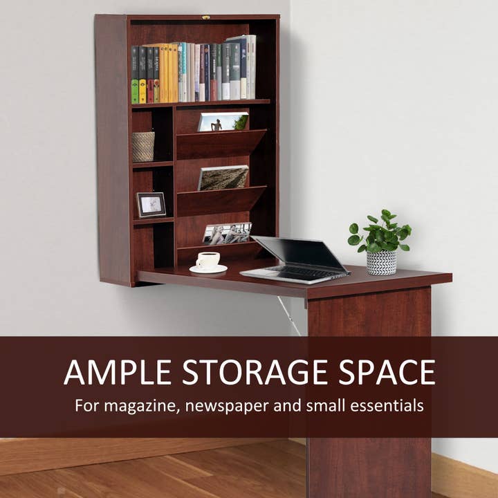 39F Inc. - Wholesale Desk Set - Wall-Mounted Folding Desk with Storage Shelves, Space-Saving3