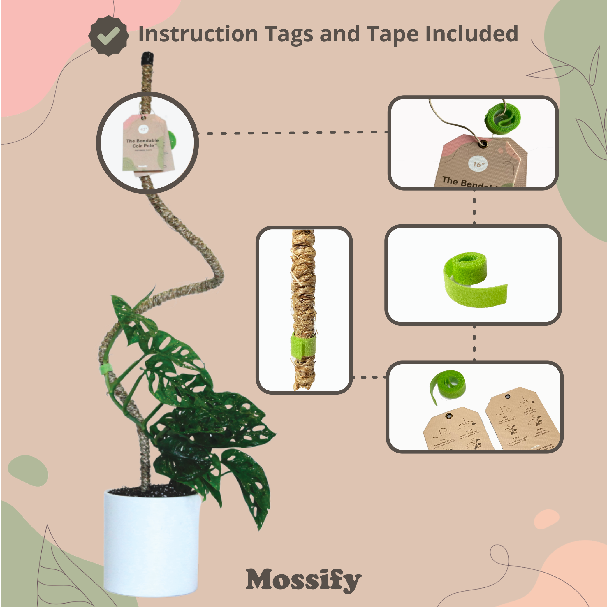 Mossify - Wholesale Trellis - Bendable Coir Pole™ – Flexible Plant Support for Tropicals9
