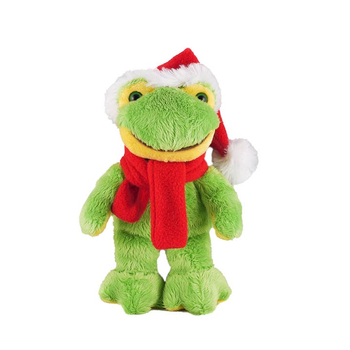 Christmas animals with scarf frog 12" for wholesale by Plushland