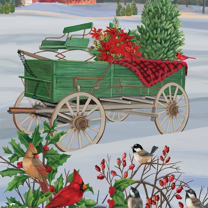 Drapeau de Noël et de jardin Winter Wagon, 18 x 12,5 pouces pour la vente par Briarwood Lane