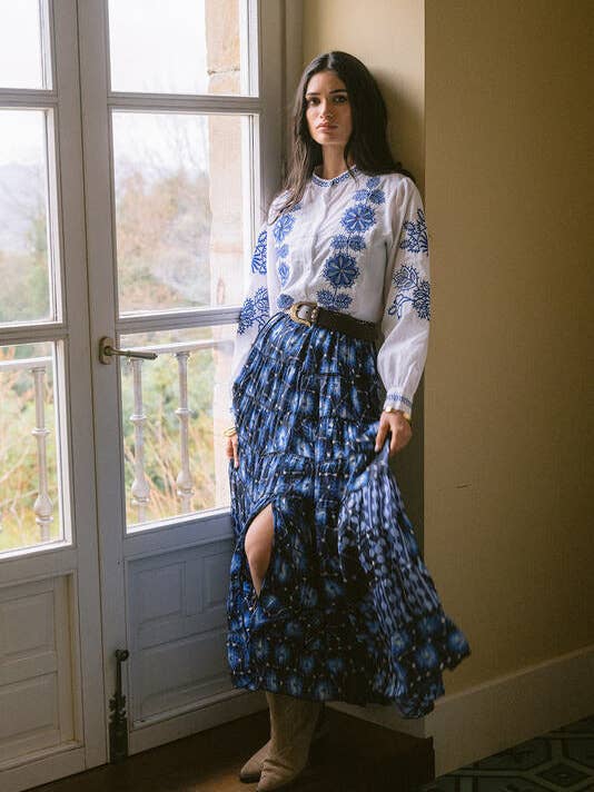 CHEMISE BRODÉE DALIA BLEUE pour la vente par Piti Cuiti