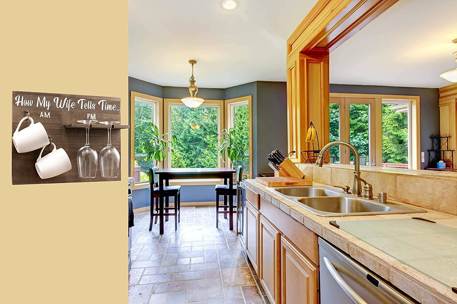 Bezrat - Venta al por mayor Botelleros - Botellero de madera Cómo mi esposa dice el tiempo8