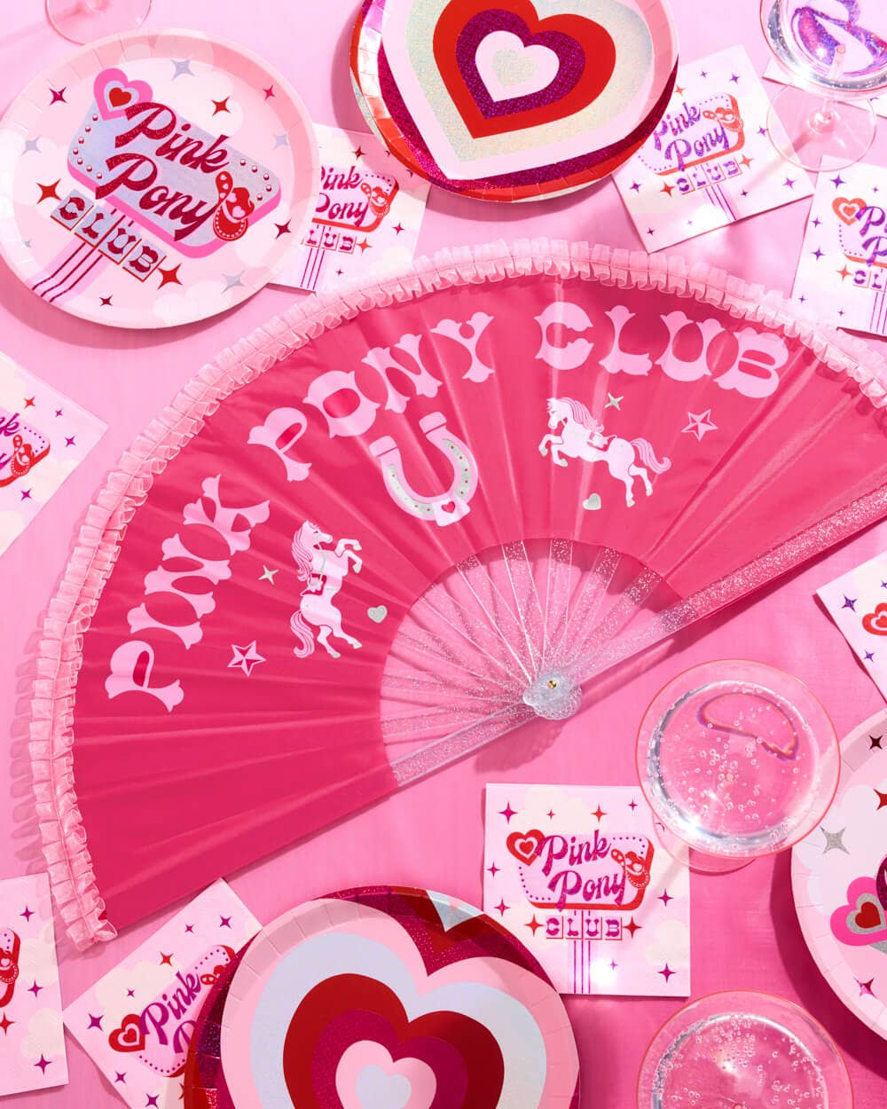 xo, Fetti - Wholesale Party/Paper Folding Fan - Pink Pony Club Chappell Roan Fan - ruffled folding fan1