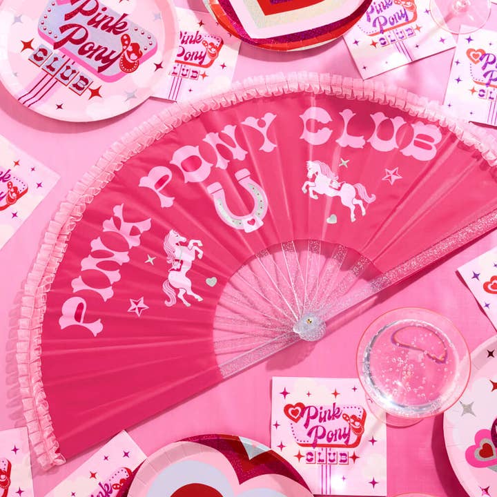 xo, Fetti - Wholesale Party/Paper Folding Fan - Pink Pony Club Chappell Roan Fan - ruffled folding fan1