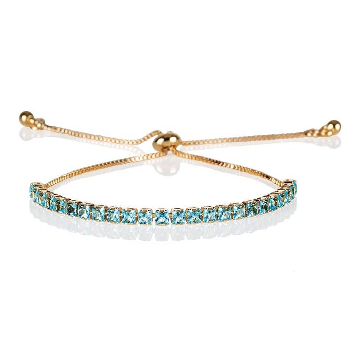 Adjustable Gold Bracelet for Women with Light Blue Stones for wholesale by Namana