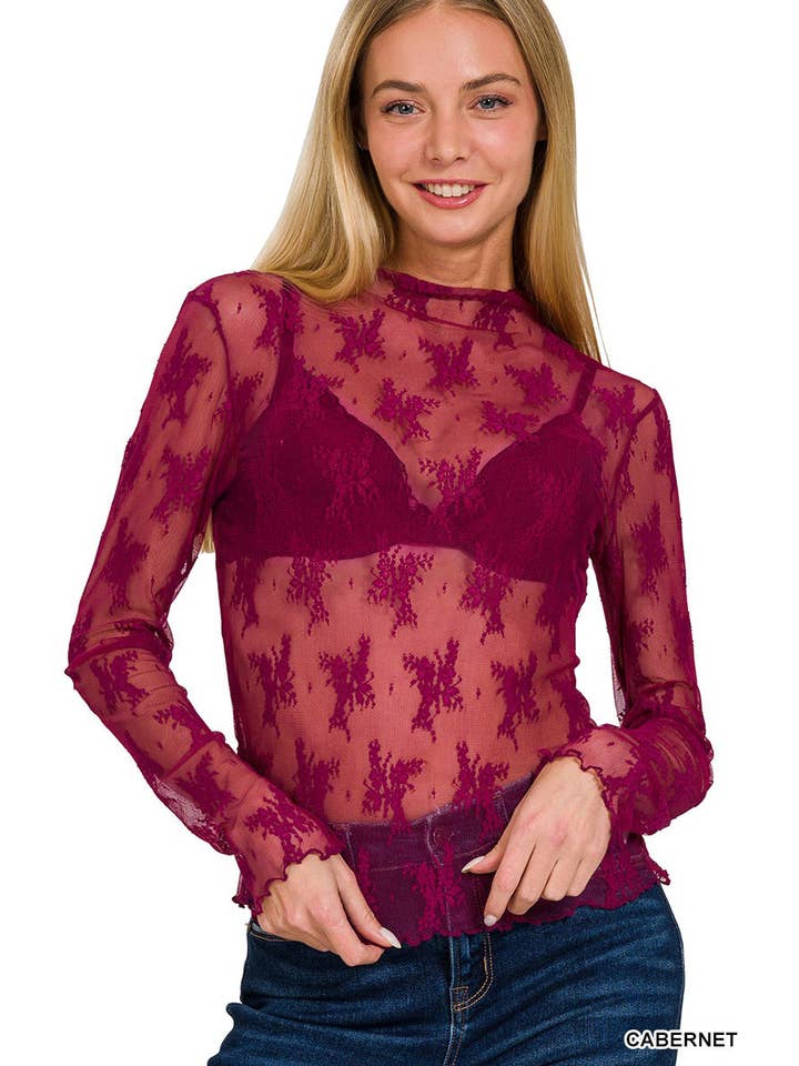 42POPS - Wholesale Knit Top - Women's - `.Lace See Through Layering Top3