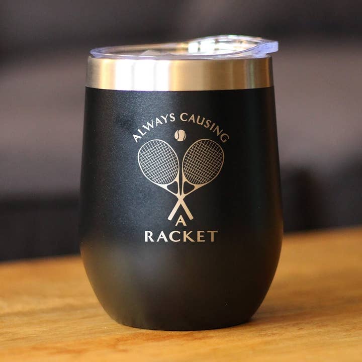 bevvee - Wholesale Insulated Mug/Tumbler - Causing a Racket Insulated Wine Tumbler - Tennis Gifts7