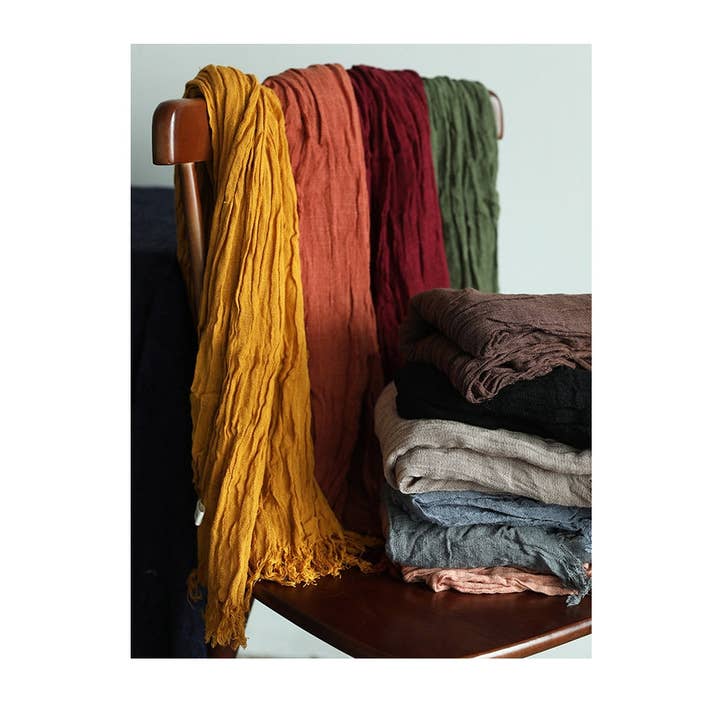 Vintage Ramie Katoen Effen Kleur Sjaal voor wholesale door ShieldChic