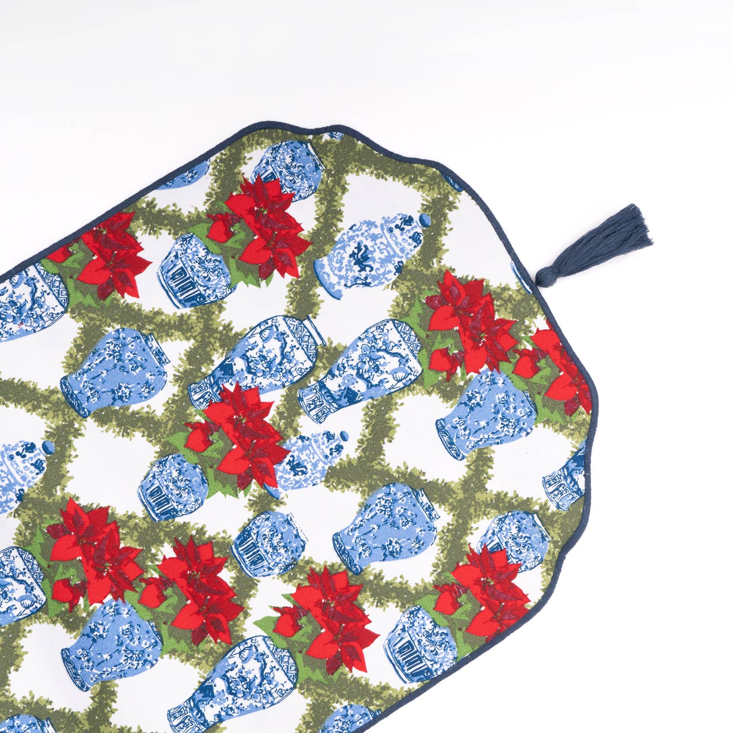 8 Oak Lane - Wholesale Table Runner - Poinsettias Reversible Tassel Table Runner1