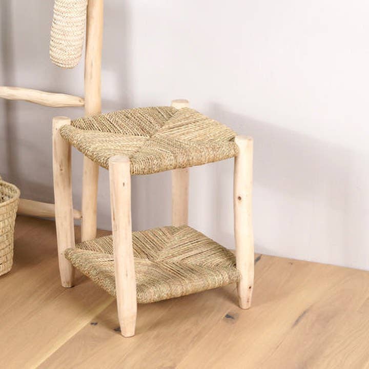 High crafty – wholesale Bench – Bathroom Bench in Natural Wood and Rope – Handmade Spa-Style2