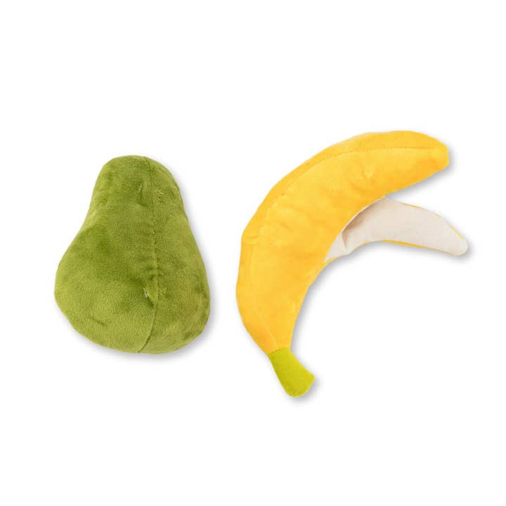 Jojo Modern Pets - Vendita all'ingrosso Peluche - Cani - Set regalo di peluche per cani con avocado e banana per Playful Paws