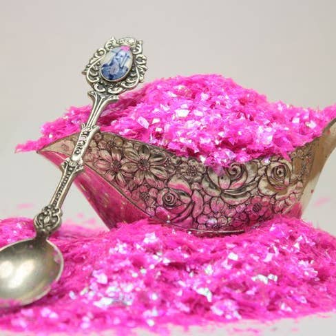 Pink - Iridescent Glass Glitter Ice Flakes for wholesale on Faire