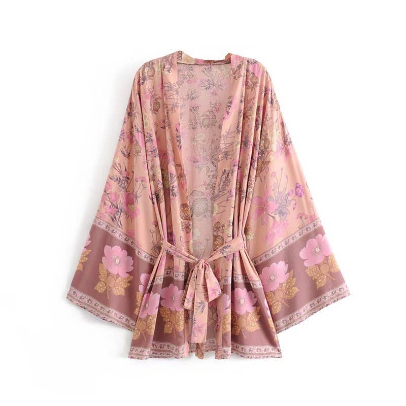 Rosa Clothing - Wholesale Kimono - Women's - Boho Luna Floral Print Kimono Robe3