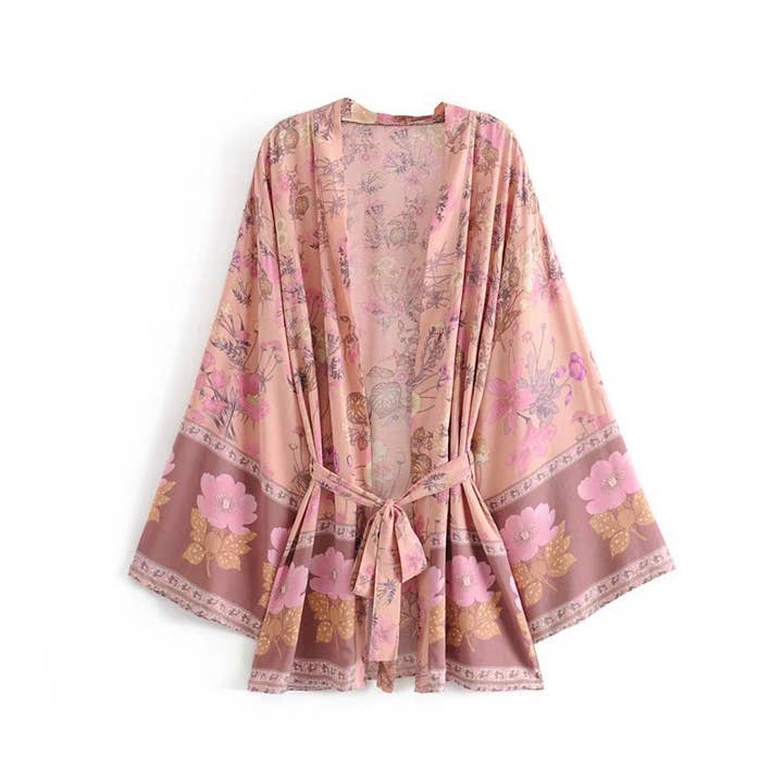 Rosa Clothing - Wholesale Kimono - Women's - Boho Luna Floral Print Kimono Robe3