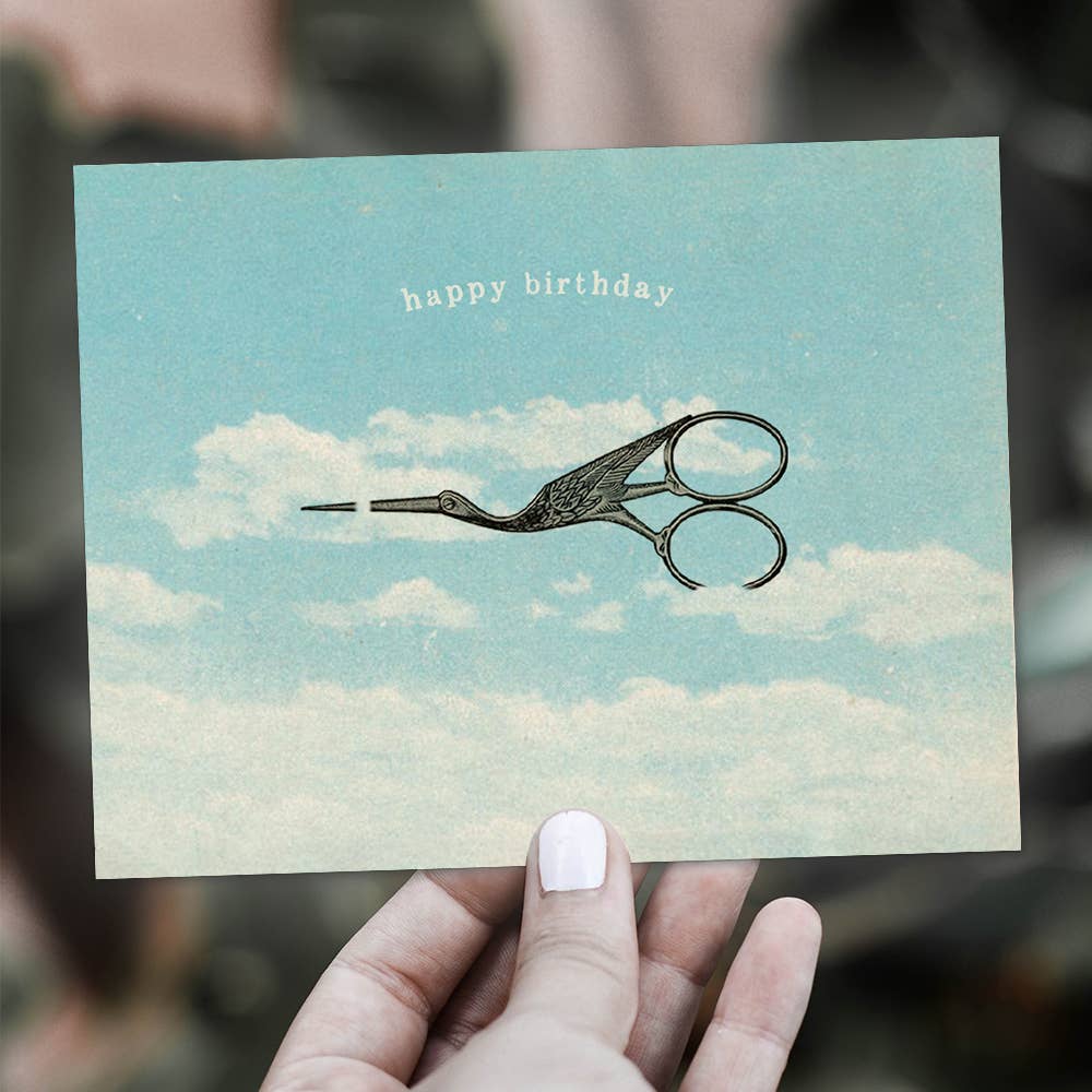 The Galek Sea – wholesale Birthday card – Happy Birthday Bird Scissors Card1