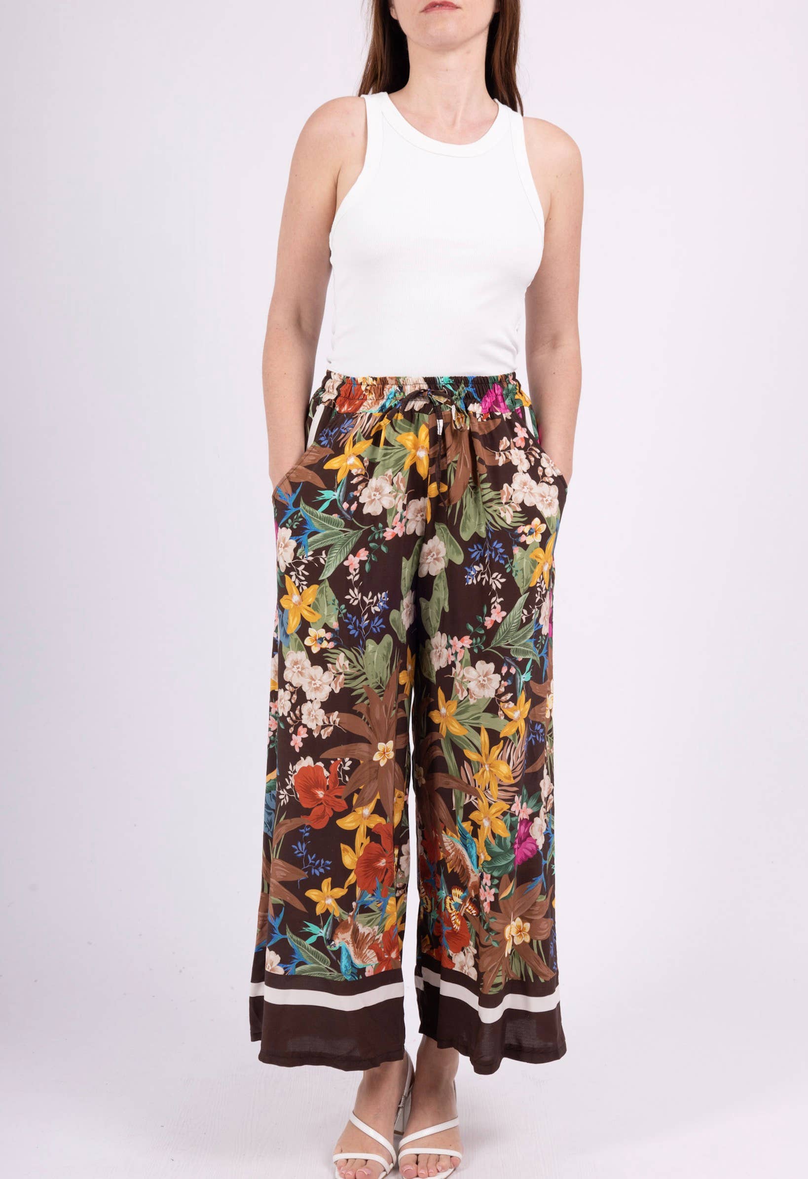 Happy look - Vente Pantalon – femme - Pantalon Large en Viscose Imprimée avec Taille Élastique5