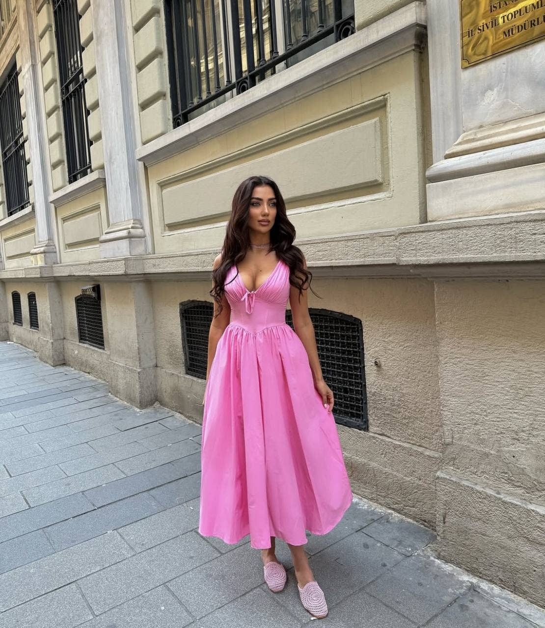 Standpoint Top – Vestido - Mulher por atacado – Vestido Riviera Maxi – Corpete – Laço Frontal – 12016