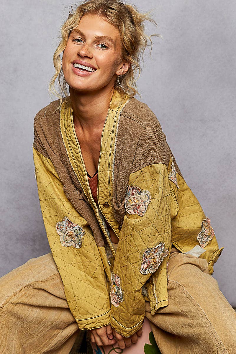 Pol Clothing - Wholesale Jacket - Women's - Long sleeve quilted twill big pocket woven jacket0