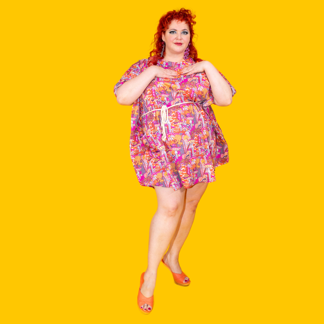 Blue Platypus - Vente Robe – femme - Mini Muumuu Champignon Coucher de Soleil1