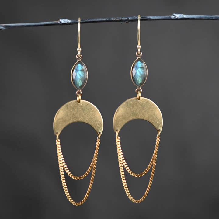 Brass Balance w/ Semi Precious & Draped Chain for wholesale by KBD Studio