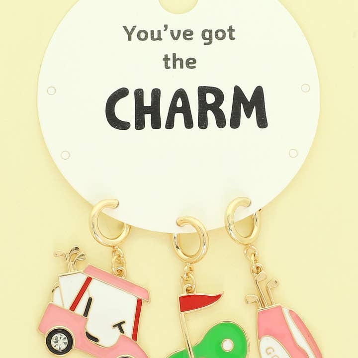 SP Sophia Collection - Wholesale Keychain - Women's - Epoxy Golf Cart, Putting Green, and Golf Bag Charm Set