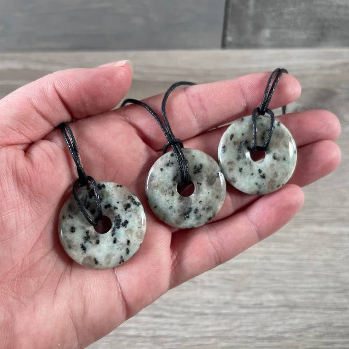 Keystone Crystals - Wholesale Spiritual Stone/Crystal - Donut Pi Stone 30mm Gemstone Pendant – Strung or Plain54