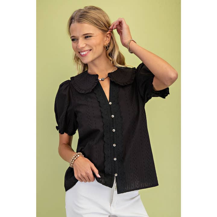 Peter Pan Collar Puff Sleeve Blouse for wholesale by STYLE USA