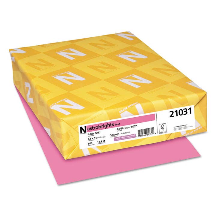 Everyday Supply Co - Wholesale Craft Supplies - Astrobrights Pulsar Pink Color Paper, 24lb, 8.5x11, 500 Sheets