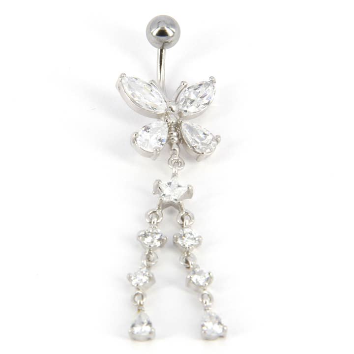 Viviani - Wholesale Belly Ring - 925 Sterling Silver Butterfly Belly Button Piercing
