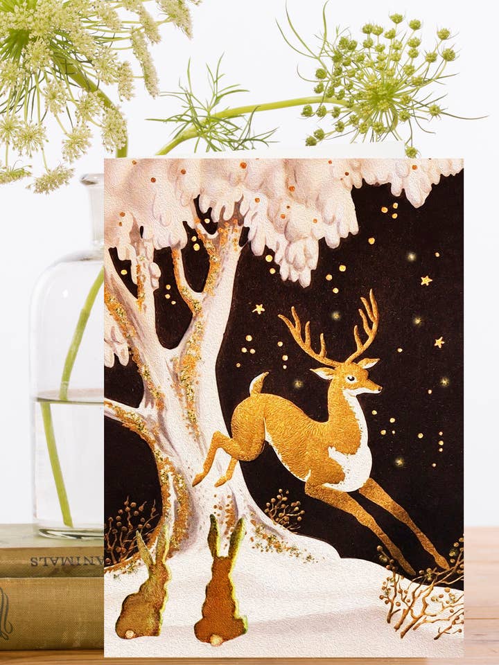 XM107P ~ Hand Glittered Christmas Card for wholesale by Madame Treacle