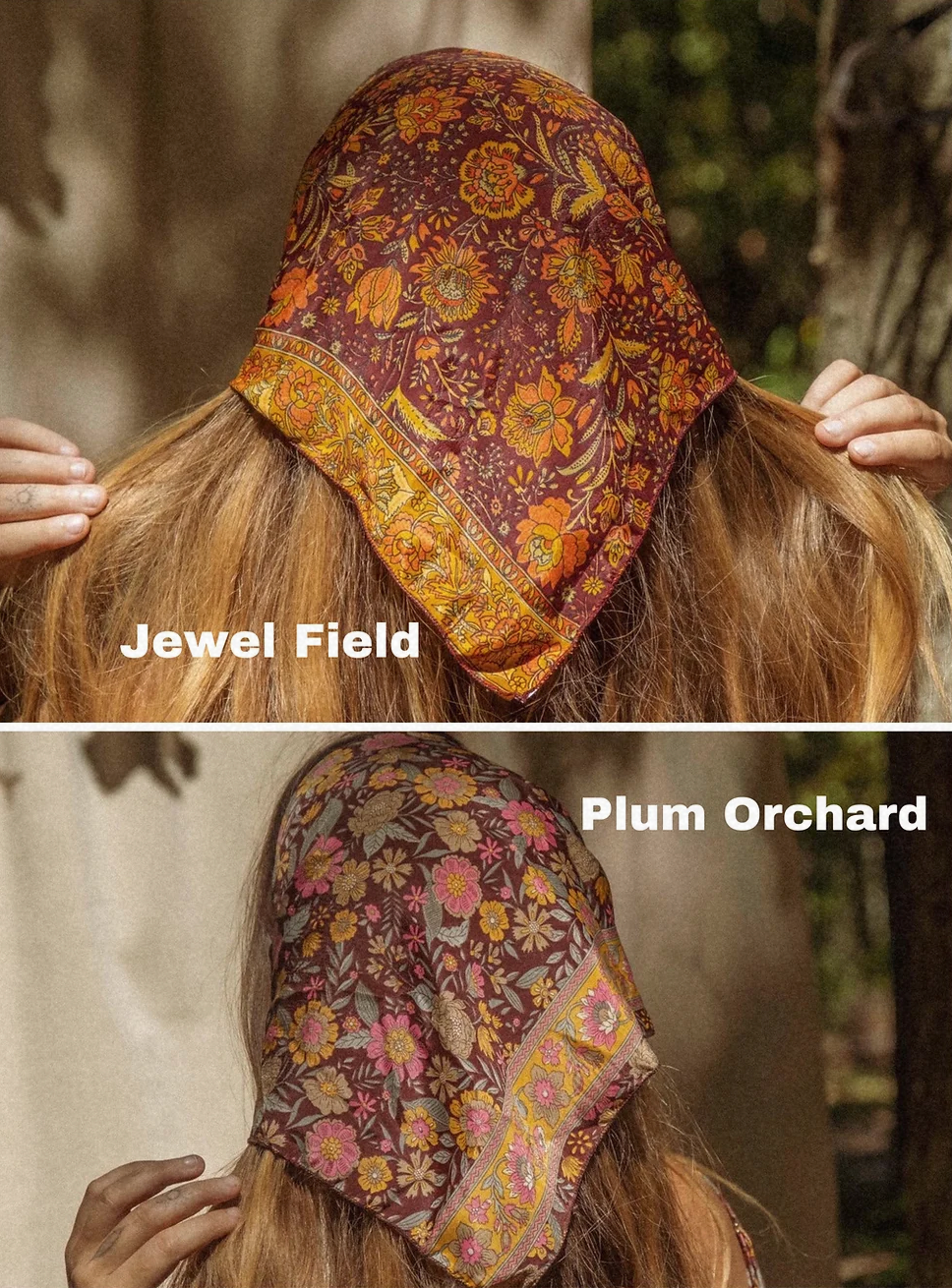 Gardenbelle Shop - Wholesale Bandana - Women's - Hippie Bohemian Silk Bandana, Floral Hair Scarf5