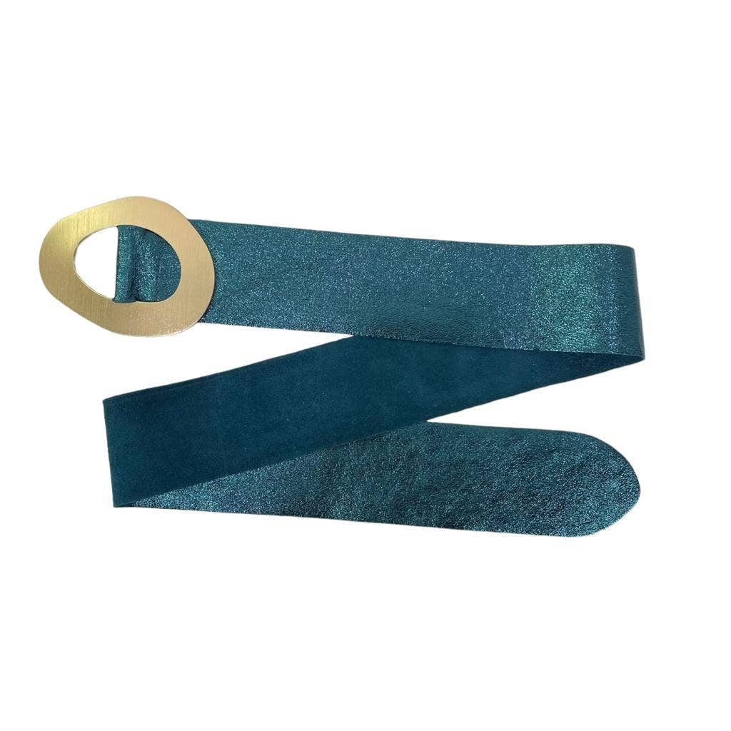 Chenson & Gorett - Wholesale Belt - Women's - Metallic Belt Cow Suede Leather with Wide Buckle B2B13