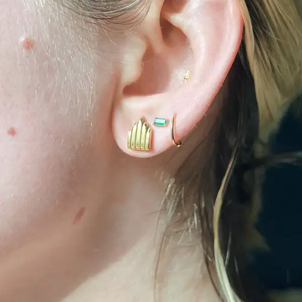 Lassoed Moon - Wholesale Stud/Post Earrings - Gold Art Deco Architecture Studs6