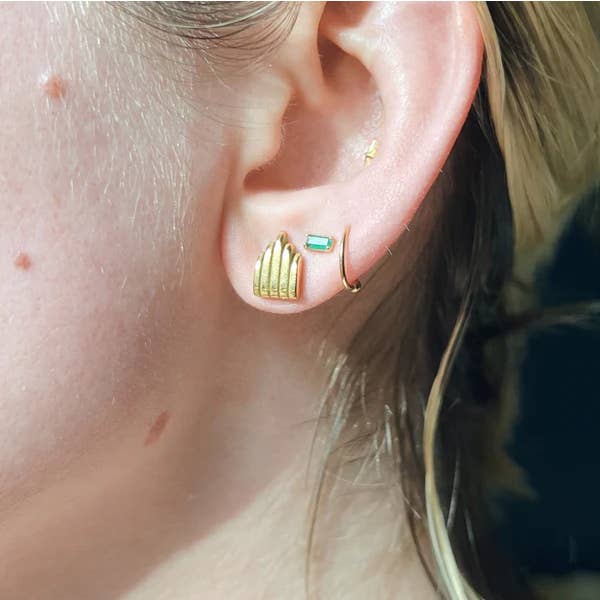 Lassoed Moon - Wholesale Stud/Post Earrings - Gold Art Deco Architecture Studs6