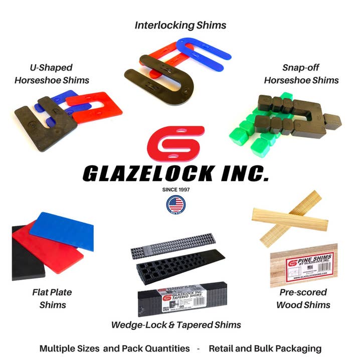 FLI Products - Wholesale Craft Tool - Glazelock GL-H8 Tapered Wedge Shims Black 1-1/2" x 7-3/4"3