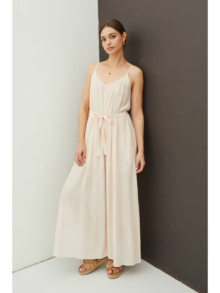 Be Cool - Wholesale Jumpsuit - Women's - LIGHTWEIGHT TIE BELT WIDE LEG CAMI JUMPSUIT