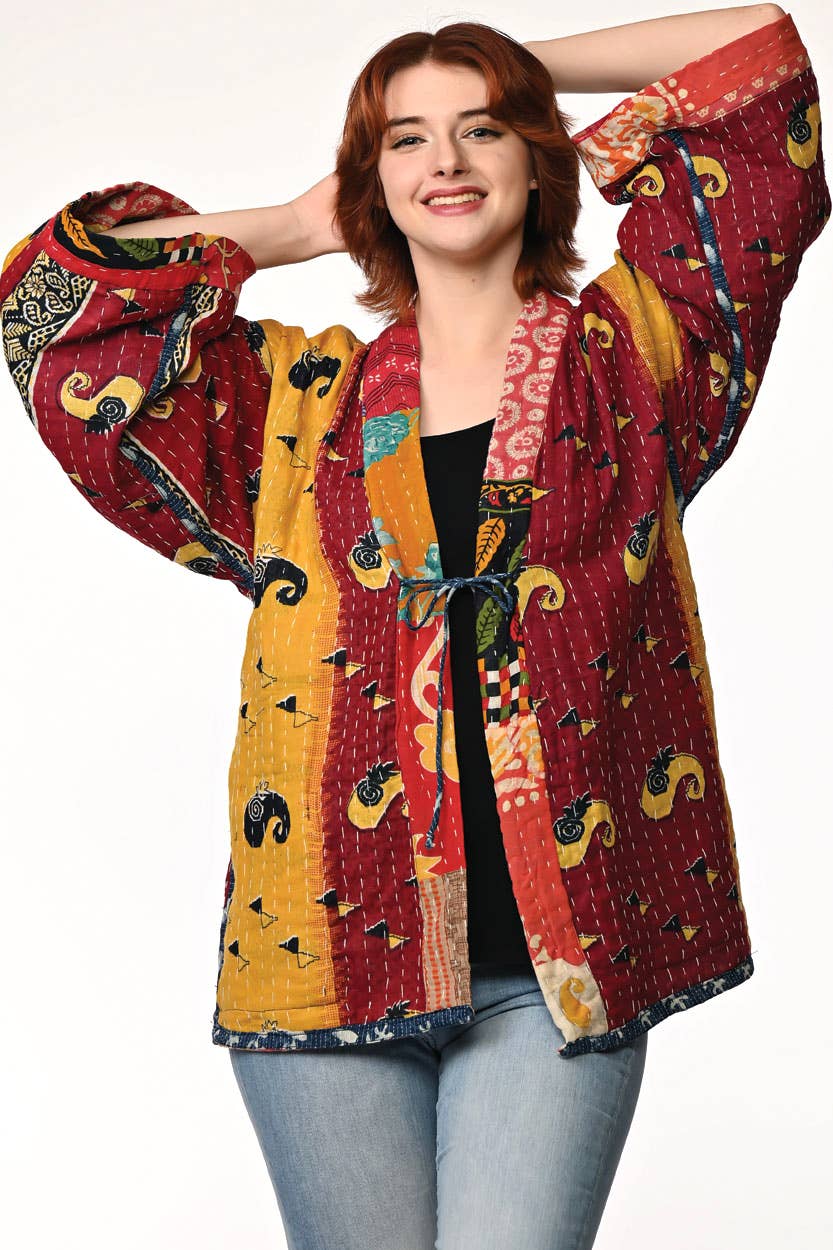 Sevya Handmade - Vendita all'ingrosso Kimono - Donna - Giacca Kimono Kantha reversibile in cotone10