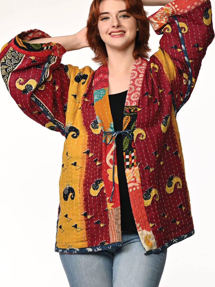 Sevya Handmade - Vendita all'ingrosso Kimono - Donna - Giacca Kimono Kantha reversibile in cotone10