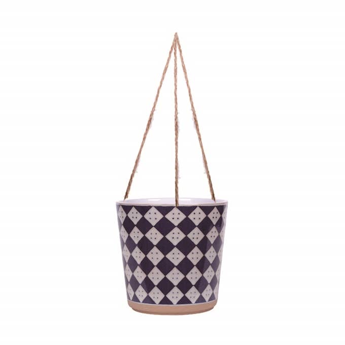 Blue Sky Clayworks - Wholesale Hanging Planter - 5.25" Hanging Check Flower Pot0