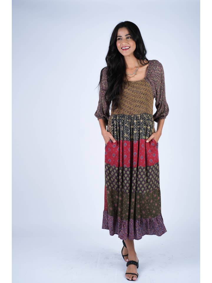 Sacred Threads - Wholesale Dress - Women's - Enchanting Boho Patchwork Maxi Dress