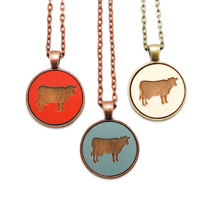 Small Cameo Pendant - Cow for wholesale by Once Again Sam