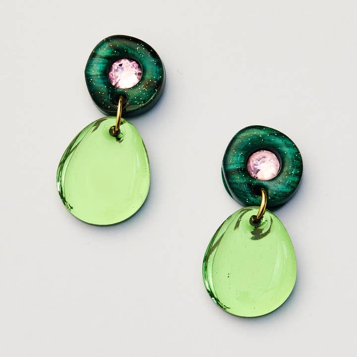 Jam Gem Oorbellen - Groen voor wholesale door Martha Jean