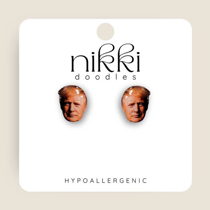 Donald Trump Novelty Stud Earrings for wholesale by Nikki Doodles