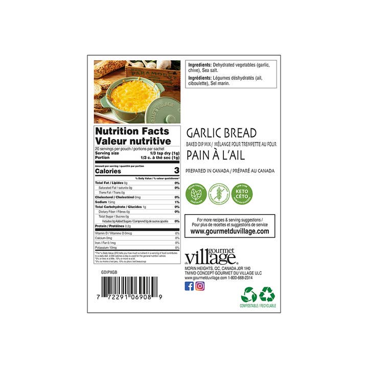 Gourmet Du Village - Wholesale Dip - Garlic Bread Recipe Box