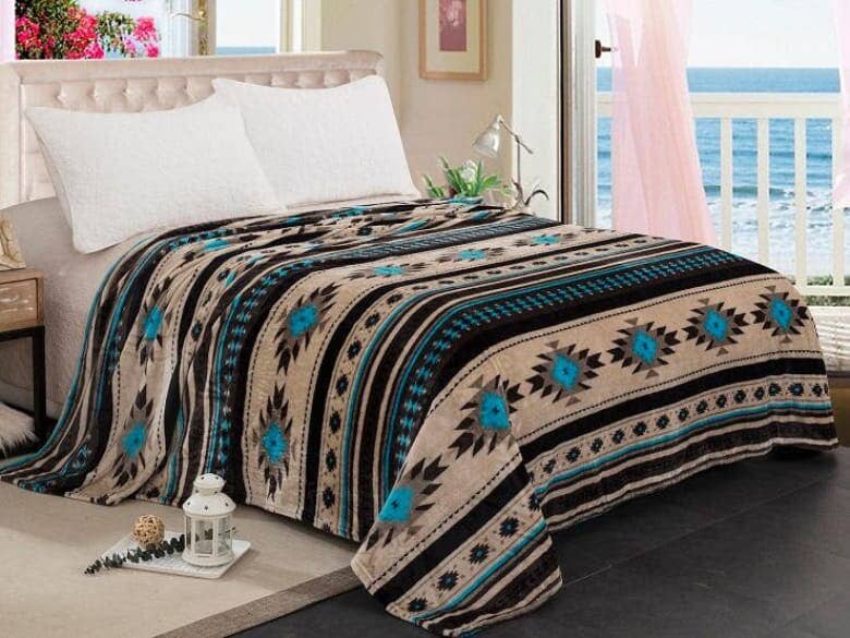 Linen Mart - Wholesale Bedding Blanket - Southwest Aztec Fleece Blanket - Twin Size0