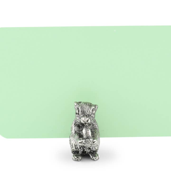 Vagabond House - Wholesale Place Card / Place Holder - Pewter Squirrel Place Card Holder