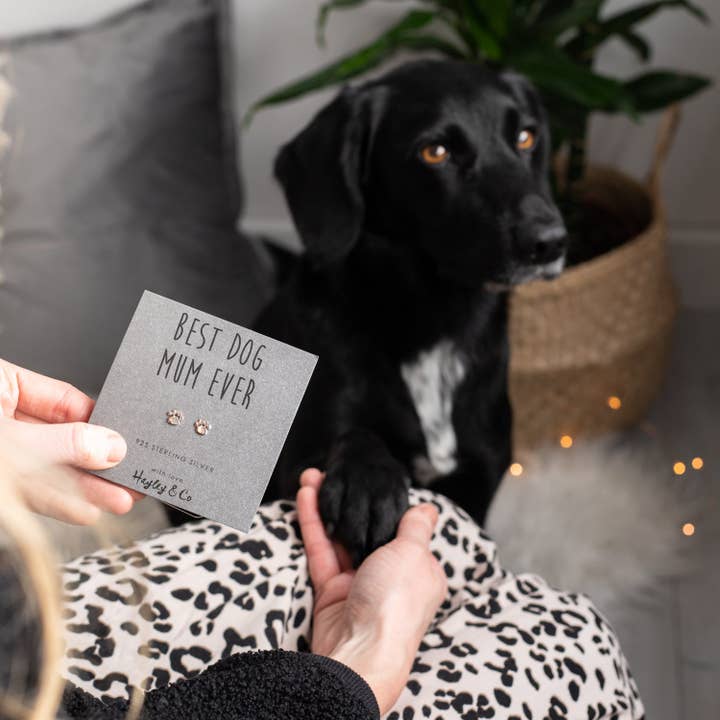 Hayley & Co - Wholesale Stud/Post Earrings - Sterling Silver Earrings Paw Print 'Best Dog Mum'10